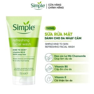 Sữa Rửa Mặt Simple Dịu Nhẹ, Dành Cho Da Nhạy Cảm Refreshing Facial Wash 150ml